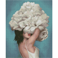 Алмазна картина Strateg ПРЕМІУМ Біле зачарування розміром 40х50 см FA40890