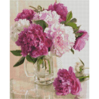 Алмазна картина Strateg ПРЕМІУМ Ніжні піони розміром 40х50 см FA40893