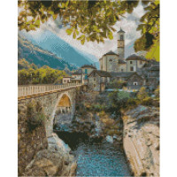 Алмазна картина Strateg ПРЕМІУМ Краса на фоні гір розміром 40х50 см FA40897