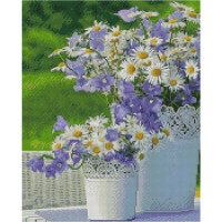 Алмазная картина Strateg ПРЕМИУМ Цветы в горшочках размером 40х50 см FA40900