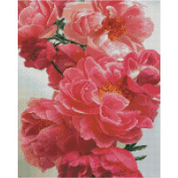 Алмазная картина Strateg ПРЕМИУМ Красные оттенки пионов размером 40х50 см FA40902