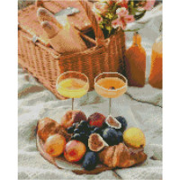 Алмазна картина Strateg ПРЕМІУМ Французький пікнік розміром 40х50 см FA40912