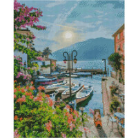 Алмазная картина Strateg ПРЕМИУМ Утро на берегу озера размером 40х50 см FA40918