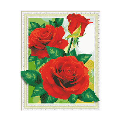 Алмазна мозаїка Червоні дикі троянди 40х50 см FT30037