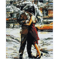 Картина за номерами Strateg ПРЕМІУМ Любов під дощем розміром 40х50 см (GS004)