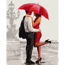 Картина по номерами Strateg ПРЕМИУМ Любовь под зонтиком размером 40х50 см (GS007)