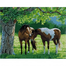 Картина по номерам Strateg ПРЕМИУМ Влюбленные лошади размером 40х50 см (GS059)