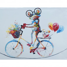 Картина по номерам Strateg ПРЕМИУМ Яркий лягушонок на велосипеде размером 40х50 см (GS078)