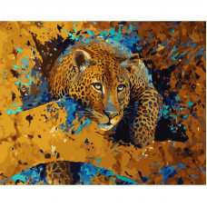 Картина за номерами Strateg ПРЕМІУМ Втомлений леопард розміром 40х50 см (GS1008)