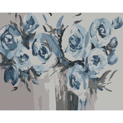 Картина по номерам Strateg ПРЕМИУМ Голубые цветы размером 40х50 см (GS1043)