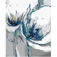 Картина за номерами Strateg ПРЕМІУМ Біло-сині квіти розміром 40х50 см (GS1056)