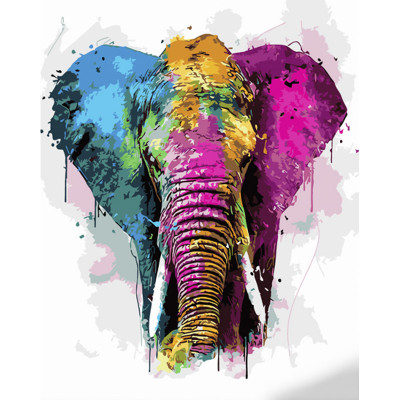 Картина по номерам Strateg ПРЕМИУМ Разноцветный слон размером 40х50 см (GS1072)