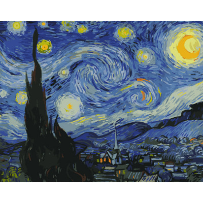 Картина по номерам Strateg ПРЕМИУМ Звездная ночь размером 40х50 см (GS1171)