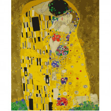 Картина за номерами Strateg ПРЕМІУМ Густав Клімт Поцілунок розміром 40х50 см (GS1172)