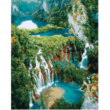 Картина за номерами Strateg ПРЕМІУМ Безліч водоспадів розміром 40х50 см (GS1188)