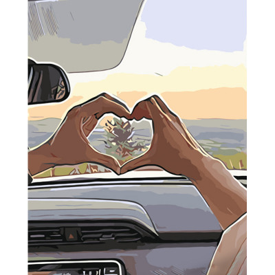 Картина по номерам Strateg ПРЕМИУМ Любовь в авто размером 40х50 см (GS1217)