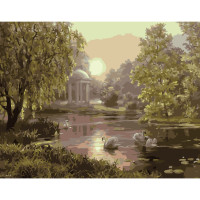 Картина за номерами Strateg ПРЕМІУМ Лебедине озеро розміром 40х50 см (GS124)