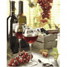 Картина по номерам Strateg ПРЕМИУМ Вино в бокалах размером 40х50 см (GS1243)