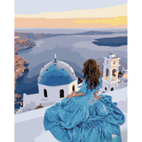 Картина по номерам Strateg ПРЕМИУМ На крыше в Греции размером 40х50 см (GS1245)