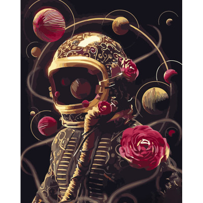 Картина по номерам Strateg ПРЕМИУМ Сказочный космонавт размером 40х50 см (GS1266)