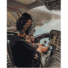 Картина по номерам Strateg ПРЕМИУМ Девушка-пилотка с косичками размером 40х50 см (GS1271)