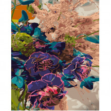 Картина по номерам Strateg ПРЕМИУМ Сказочные цветы с лаком размером 40х50 см (GS1301)