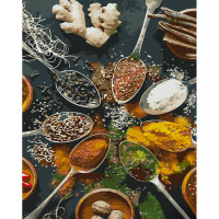 Картина по номерам Strateg ПРЕМИУМ Пряности с лаком и с уровнем размером 40х50 см (GS1303)