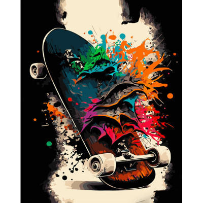 Картина по номерам Strateg ПРЕМИУМ Краски на скейте размером 40х50 см (GS1306)