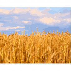 Картина за номерами Strateg ПРЕМІУМ Пшеничне поле з лаком розміром 40х50 см (GS1337)