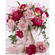 Картина по номерами Strateg ПРЕМИУМ Букет из цветов в розовых тонах размером 40х50 см (GS135)