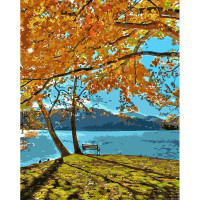 Картина по номерам Strateg ПРЕМИУМ Осенний парк с лаком и с уровнем размером 40х50 см (GS1351)