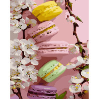 Картина по номерам Strateg ПРЕМИУМ Нежные макаруны с лаком и с уровнем размером 40х50 см (GS1374)