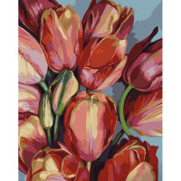 Картина по номерам Strateg ПРЕМИУМ Удивительные тюльпаны с лаком и с уровнем размером 40х50 см (GS1396)