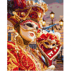Картина по номерам Strateg ПРЕМИУМ Маскарад с маской с лаком и с уровнем размером 40х50 см (GS1495)