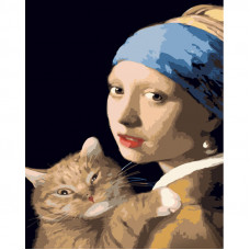 Картина по номерам Strateg ПРЕМИУМ Поп-арт девушка с серьгой с лаком и с уровнем размером 40х50 см (GS1502)