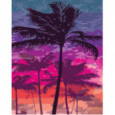 Картина по номерам Strateg ПРЕМИУМ Пальмы на закате с лаком и уровнем 40х50 см (GS1539)