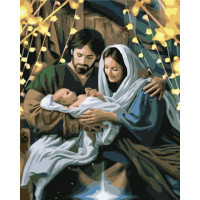 Картина по номерам Strateg ПРЕМИУМ Ласка семьи с лаком и с уровнем размером 40х50 см (GS1553)