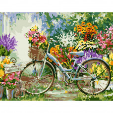 Картина по номерами Strateg ПРЕМИУМ Велосипед в саду размером 40х50 см (GS156)