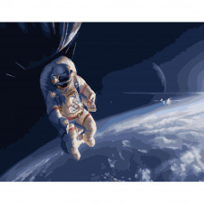 Картина по номерам Strateg ПРЕМИУМ Космонавт в галактике размером 40х50 см (GS362)