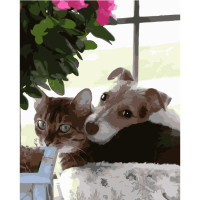 Картина за номерами Strateg ПРЕМІУМ Відпочинок пухнастіків розміром 40х50 см (GS407)