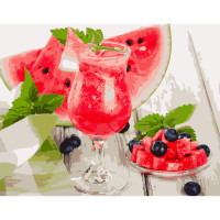 Картина по номерам Strateg ПРЕМИУМ Фреш из арбуза размером 40х50 см (GS474)