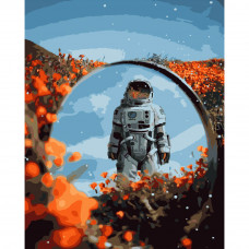 Картина по номерам Strateg ПРЕМИУМ Космонавт в отражении размером 40х50 см (GS499)
