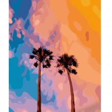 Картина по номерам Strateg ПРЕМИУМ Пальмы на фоне неба размером 40х50 см (GS543)