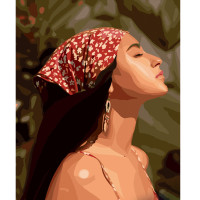 Картина за номерами Strateg ПРЕМІУМ Дівчина в бандані розміром 40х50 см (GS545)