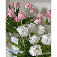 Картина по номерам Strateg ПРЕМИУМ Букеты тюльпанов размером 40х50 см (GS556)