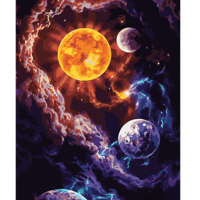 Картина по номерам Strateg ПРЕМИУМ Солнечная система размером 40х50 см (GS579)
