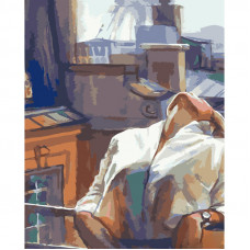 Картина по номерам Strateg ПРЕМИУМ Девушка на балконе размером 40х50 см (GS674)