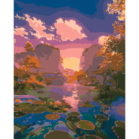 Картина по номерам Strateg ПРЕМИУМ Озеро среди гор размером 40х50 см (GS710)