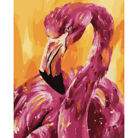 Картина по номерам Strateg ПРЕМИУМ Взгляд фламинго размером 40х50 см (GS799)