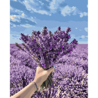 Картина за номерами Strateg ПРЕМІУМ Букет лаванди розміром 40х50 см (GS868)